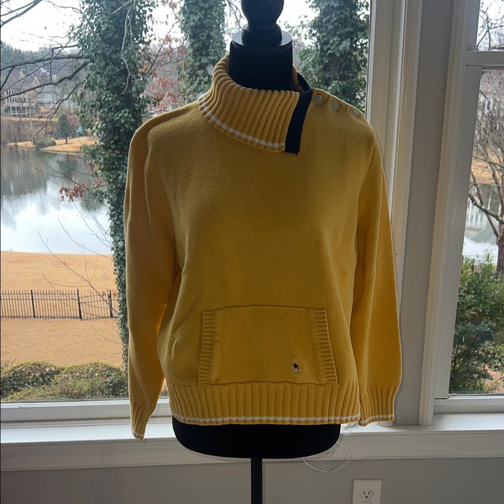 Norton Studio Women's Yellow Open turtleneck long sleeve sweater pullover